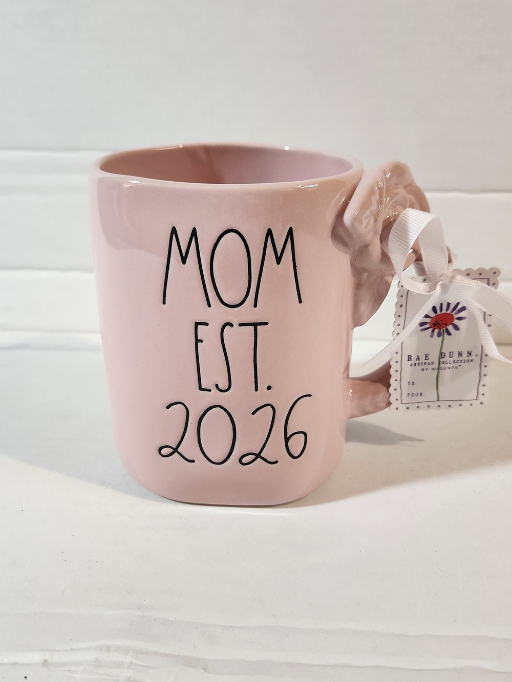 Rae Dunn Pink "MOM EST. 2026" Ceramic Mug